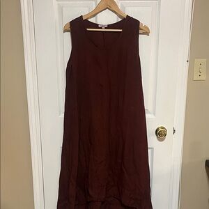 Rosemarine M Burgundy Linen Dress